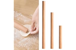 CTFOREST 3 Piezas Rodillo de Madera de Haya, Pequeño para Pizza, Pasta y Pan (Marrón)