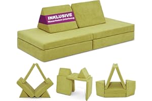 Linodino® Spielsofa | Kindersofa aus Schaumstoff Bausteine - Spielsofa für Kinder & Kuschelecke im Kinderzimmer [OHNE Harte Teile] 10 Farben zur Wahl | Grashüpfer Grün