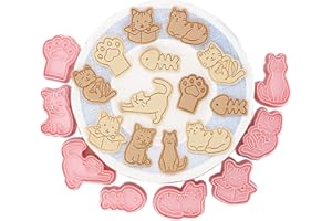 XONGSYUE Moldes Galletas Gato, 8 Piezas Cortador Galletas Plástico, Cortador Galletas Niños, 3D Cortadores Galletas Dibujos Animados, Fondant Cortadores Galletas, Cookie Cutter, Formas Galletas Para Pastelería
