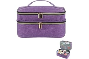 SAMULIY Nähtasche – Nähaufbewahrungskoffer – Nähkorb-Organizer, doppellagig – Nähkästchen groß – Nähwerkzeug-Organizer und Aufbewahrung – Ewing Zubehör Aufbewahrungsbox für Faden, Nadeln, Nadeln