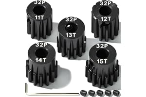 Set med 5 st 32P härdat stål kedjehjul 5 mm axel 11T 12T 13T 14T 15T motor kedjehjul med M4-skruv och sexkantsnyckel, för Arrma HPI Kyosho Losi Axial Traxxas Tamiya 1