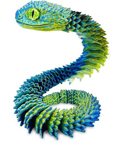 3er Set 3D Gedruckte Schlangen – 11 Zoll, Beweglich, In Lila, Rot & Weiß, Aus PLA, Für Fidget & Deko