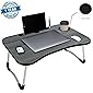 Callas Multipurpose Foldable Laptop Table with Cup Holder, Study Table, Bed Table, Breakfast Table, Foldable and Portable/Ergonomic & Rounded Edges/Non-Slip Legs, CA025, Black