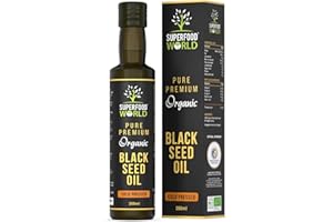 SUPERFOOD WORLD Organic Black Seed Oil 250ml - 100% Pure & Premium Virgin Cold Pressed Nigella Sativa Black Cumin Seed Oil