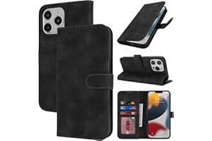 Zouzt Case for iPhone 13 Pro 6.1 Inch, Shockproof PU Leather Mobile Phone Case, Leather Flip Case with Card Holder and Stand Function, Flip Leather Wallet Phone Cover (Vintage Black)