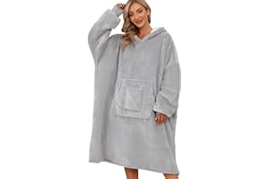Svanco Couverture Sweat à Capuche Femme Oversize Longue Sherpa Peluche Grande Poche Frontale Hoodie aux Adultes, Hommes, Femmes, Adolescents Super Doux, Chaud et Confortable