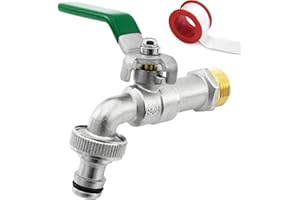 Shyne premium 1/2-3/4 inch brass tap, rust and frost proof, includes hose connector and e-book (English language cannot be guaranteed), for garden, washing machine, rain barrel