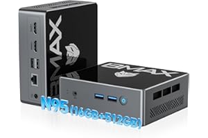 BMAX B4 Mini PC N95(jusqu'à 3,4 GHz) 16 Go DDR4 RAM 512 Go Mini Ordinateur Win 11 Pro, HDMI 4K@60 Double écran Display, WiFi 5, Bluetooth 4.2, pour Heimkino/Office Mini Gaming PC Gigabit Ethernet
