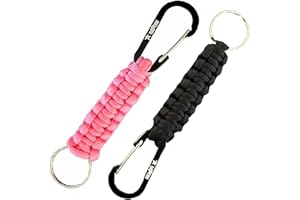 KADACTIVE Paracord Keyrings with Carabiner Keyring Clip - 2 Pack keyrings for Backpack, Survival, Camping - Paracord Key Chain Key Holder - Key Lanyard for Men - car Keyring