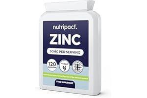 NUTRIPACT Zinc Supplement High Strength Zinc Citrate Capsules - 30mg Elemental Zinc (300% NRV) per serving - 120 Vegan Capsules - UK Made