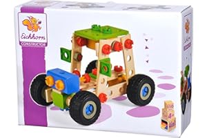 Eichhorn 100039028 - Constructor-Buggy 110-tlg., Holz-Konstruktions-Set, 4 Verschiedene Modellvarianten baubar, Beachbuggy, Trike, Minibuggy, Quad, FSC 100% Zertifiziertes Buchenholz, Made in Germany