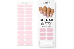 MOYOU LONDON Semi Cured Gel Nail Strips, 20 Pc. Gel Wraps for Nails, Easy Apply & Remove for Salon-Quality Manicure, Works with Any Nail Lamps - Pink Lemonade