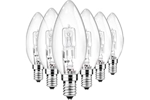 Liuyife 6 Pack E14 C35 Candle Light Bulb 28W Dimmable, Warm White 2700K 350LM, E14 SES Small Edison Screw Bulb AC 220-240V, Clear Glass, C35 Light Bulb for Chandelier, Table Lamp