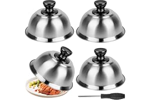 Capó para Hamburguesas, TGKYK 4 Piezas Tapas para Hamburguesas con Destornillador, 16 x 10 cm Campanas para Hamburguesas de Acero Inoxidable para Hamburguesas de Queso, Barbacoa, Bistec, Tocino