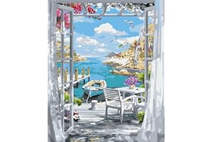 DIAMOND PAINTING FAN HOUSE Fan House Pintar por Numeros Adultos, DIY Pintura por Números, Kit de Pintura al óleo de Lienzo DIY para con Pinceles, Paint by Numbers Pigmento Acrílico 40 x 50cm,con Marco