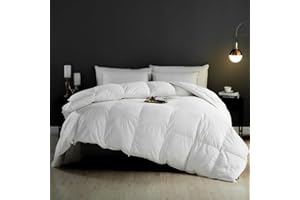KUSNUG Piumino D'oca una Piazza e Mezza Miscela di Cotone Egiziano, 100% Puro Piumino e Piuma 4 Stagioni, Piumone Certificati Oeko-Tex e RDS per Letto 1 Piazza, Piumini 200x200 cm Bianco Primaverile