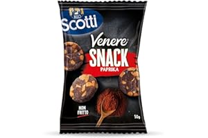 Riso Scotti Venere Snack Paprika, Riso Integrale, Snack Croccante e Gustoso Non Fritti per Pause ed Aperitivi, Senza Glutine, 100% Vegetale, 50g