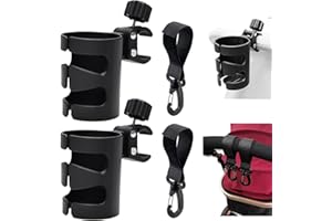 Gsrhzd Cup Holder for Pram, 2 PCS 8 * 8 * 10CM Pram Cup Holder Universal with 2 Hooks for Different Size of Feeding-bottles Drink Bottles etc