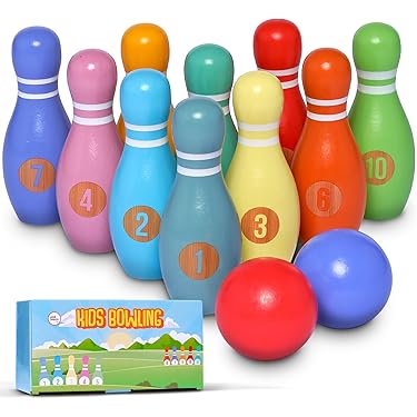 12 cadeauzakjes (natuur) 12 kleurrijke stickers bowling bowling-party als gastgeschenk voor kinderverjaardag jongens meisjes