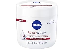 NIVEA Repair + Care Urea Moisturising Cream Jar (400ml), Rich and Hydrating Body Cream, Moisturises Dry Skin With Urea and Glycerine for 72H, Ideal for Body, Hand and Face