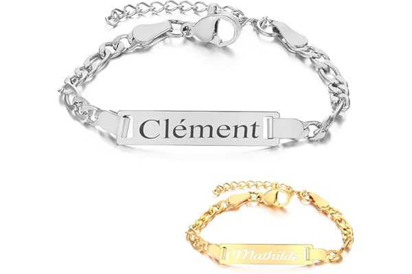 KDO MAGIC – Gourmette enfant personnalisable – Bracelet bébé avec gravure – Gourmette doré ou argent personnalisée - Prénom gravé – Idée cadeau bébé, enfant, cadeau de baptême, naissance
