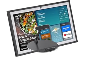 PITELUMEON Premium Aluminum Alloy Tilt Stand for Echo Show 21 And Show 15 (1st, 2nd Gen) With Swivel and Tilt Design,Mount Stand And 360°Rotation & Tilt Suitable for Office and Kitchen(Black), Stand for Tablet