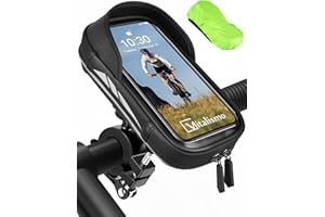 Vitalismo Sacoche de Guidon Vélo, Support Téléphone Velo Moto Etanche avec Housse de Pluie Espace Rangement Rotation 360 Porte Téléphone Vélo VTT Cyclisme sous 7 Pouces