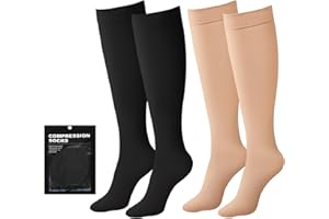 Evolyline 2 Paar Medizinische Kompressionsstrümpfe Damen Herren 20-30 mmHg Klasse 2, Waden Geschlossenem Zehenbereich StützstrüMpfe Kompressionssocken Thrombosestrümpfe Abgestufte Unterstützung ödeme