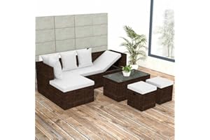 Tidyard Set Divani da Giardino, Mobili da Esterno 12 pz in Polirattan Modulare Marrone