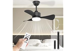 ‎AIRWIT Airwit 71 cm Ceiling Fan with Lighting and Remote Control, Diameter 71 cm, Quiet Ceiling Fan with Light, Small Lamp with Fan for Bedroom, Living Room, Children's Room, Reversible DC Motor