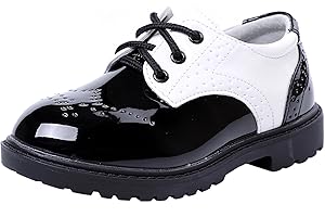 PPXID Garçon Fille Mixte Enfant Ecole Cuir Oxford Chaussures de Ville à Lacets pour Mariage Costume
