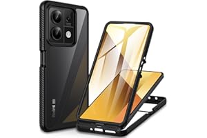 CENHUFO Funda Xiaomi Redmi Note 13 5G, Carcasa Antigolpes 360 Grados con Protector Pantalla Integrado Robusta Doble Cara Case Transparente Anti-Amarilleo Capa Funda para Redmi Note 13 5G - Negro