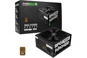 GameMax 700W Rampage Power Supply (No Power Cable inc.), Non-Modular, APFC, Japanese Tk Main Capacitor, 80 Plus Bronze, 88% Efficiency, 14cm Cooling Fan, Real Power Gaming | Black
