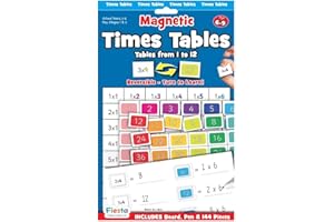 FIESTA CRAFTS LTD Magnetic Times Tables for Kids by Fiesta Crafts -144 Reversible Magnetic Numbers, Board & Dry Wipe Pen - Interactive Educational Toys for Kids' Early Maths Games - Quick Learning Through Tactile Games