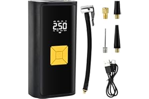 AUTOJARE Elektryczna pompka powietrza 6000 mAh, elektryczna pompka rowerowa, akumulator 150 psi, przenośna mini sprężarka z wyświetlaczem cyfrowym i oświetleniem awaryjnym do rowerów, samochodów, motocykli,