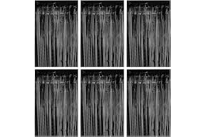 ‎O-KINEE O-Kinee Lametta Vorhänge Schwarz,6 Stück Glitzer Vorhang Party Deko, 1m x 2m Metallische Glitzervorhang Geburtstag,Tinsel Folie, Folienfransen Vorhang für Weihnachtsbaum Festivals Party ​Bühnendekor