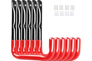 Ihomepark Garage Storage Utility Hooks, Heavy Duty Wall Mounted Shed Shop Utility Hangers Organizer for Tools,Bikes,Ladders,Chairs and Hose(6 Pack, Black)