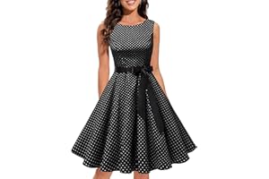 Gardenwed Robe Vintage 1950's pin-up Robe de Cocktail Femme Audrey Hepburn A-Ligne pour Soirée Rockabilly Swing