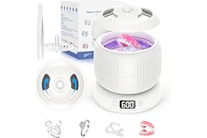 Morole Pulitore Ultrasuoni con Lampada UV | 45000Hz | 190ML | Portatile | Pulitore Ultrasuoni per Apparecchio Denti, Bite, Protesi Dentali, Allineatori e Gioielli