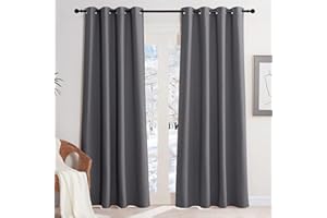 KGORGE Rideau Occultant - Rideaux Thermique Isolant Anti UV, Lot de 2 Rideaux Opaque Draperies Intérieurs Decoration pour Maison Chambre Fenetre avec Œillets, 140x220 cm, Gris Rideau