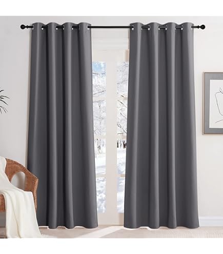 1pcs Rideaux Occultant Thermiques A œillets Motif Bande Pour Chambre Cuisine Salon Gris L H 135