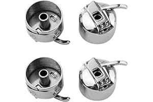 Henyall 4Pcs Sewing Machine Bobbin Case,Universal Metal Bobbin Cases,Heavy Duty Bobbin Case for Home Sewing Machines(Silvery）