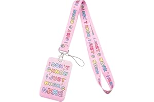 Juanooo Pink Work Lanyard Card Holder Cute Lanyard for Keys ID Badge for Women Teens Girls Funny Badge Holder Lanyard Cool Office Staff Keychain Lanyard ID Holder