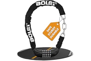 BOLEi Zamek rowerowy z 5-cyfrowymi kodami, zamek łańcuchowy ze stali hartowanej o długości 90 cm, wytrzymały zamek rowerowy o wysokim poziomie bezpieczeństwa, zabezpieczenie przed kradzieżą, akcesoria