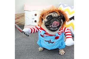 DIYDEC Deadly Dog Clothes, Halloween Dog Costume Funny Awful Small Pet Costume Cosplay for Halloween Puppy Kitten Cosplay Party