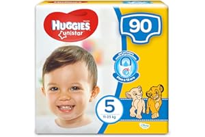 Huggies Unistar Pannolini, Taglia 5 (11-25 kg), Confezione da 90 Pannolini