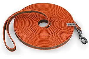 Wolfone 3m Orange Lightweight Training Dog/Cat Lead， Non-Slip Latex Silk Daily Dog/Cat Lead for Large Medium Small Dog/Cats， Fit for Recall，Camping， Walking