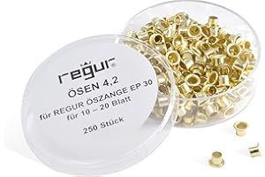 REGUR Ösen 4,2mm für EP 30 Stanz- und Ösenzange, 250 Stück für 10 - 20 Blatt für Verträge, zum Präsentieren, Reparieren, Basteln, Verzieren.