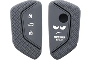 kwmobile Autoschlüssel Hülle kompatibel mit VW Golf 8 3-Tasten Autoschlüssel Hülle - Schlüsselhülle Don't Touch My Key Weiß Grau Schwarz