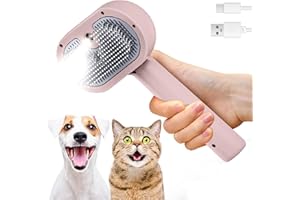 SYLSWX Steamy Cat Brush 3 en 1 Cepillo de Vapor para Gatos y Perros - Masaje, Autolimpiante, Quitapelos para Mascotas